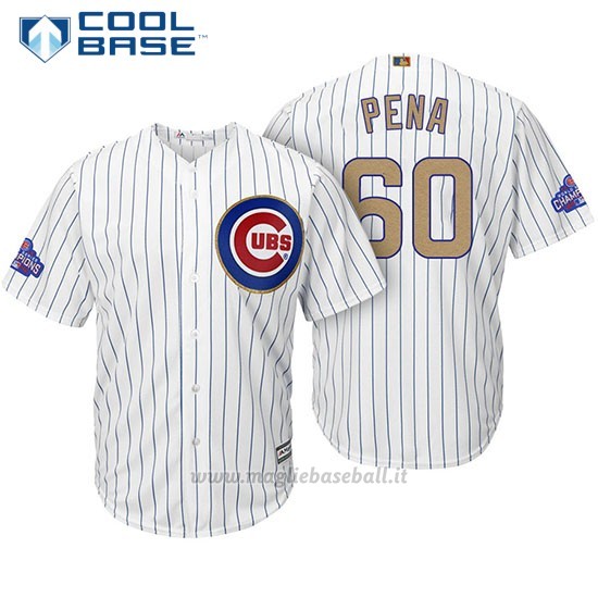 Maglia Baseball Uomo Chicago Cubs 60 Felix Pena Bianco Or Program Cool Base